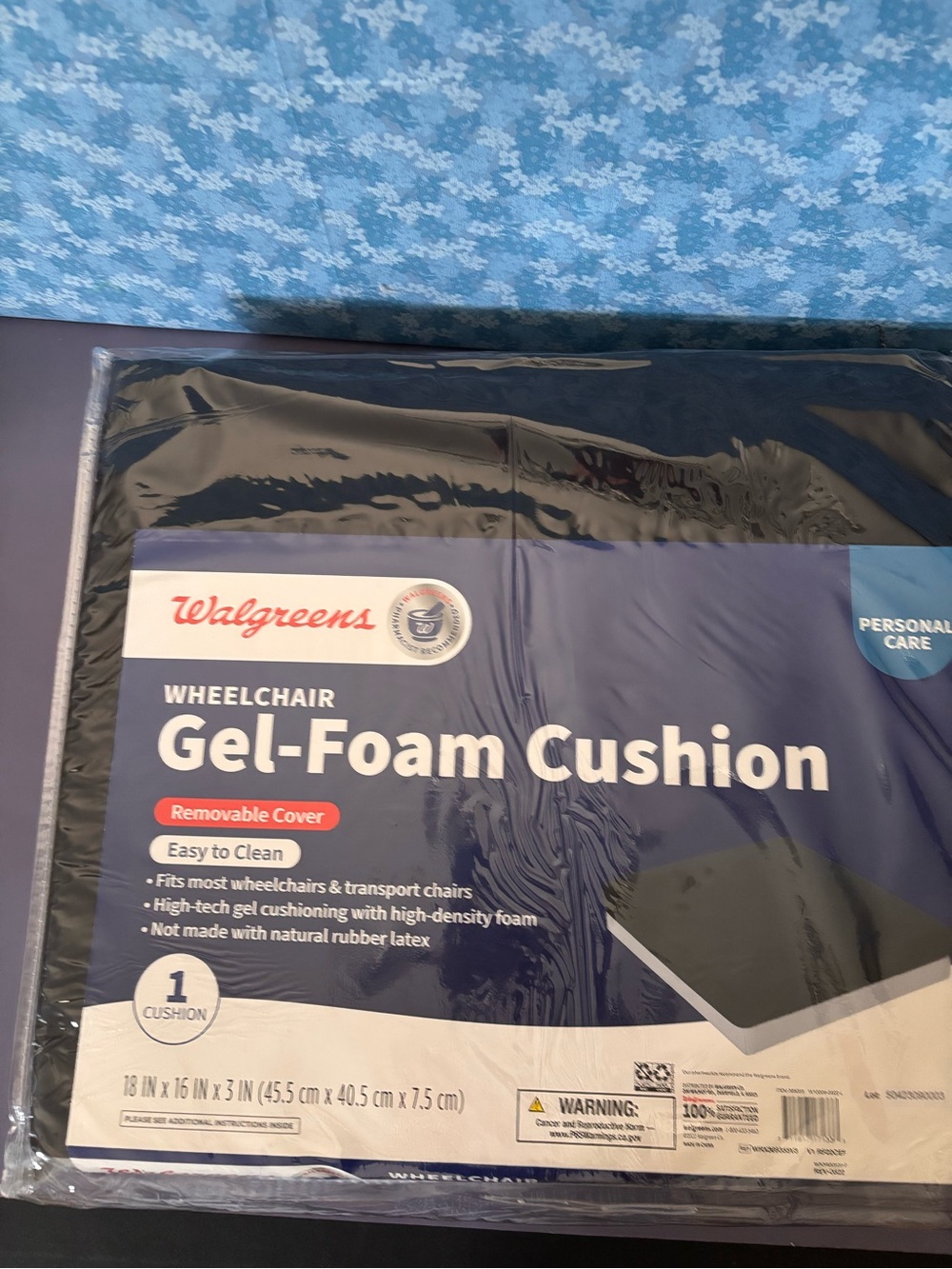 Black Wheelchair Gel-Foam Cushion - Removable Cover